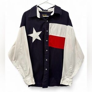 Men's Vintage Panhandle Slim Texas Flag Button Down Shirt XL‎ Western Cowboy